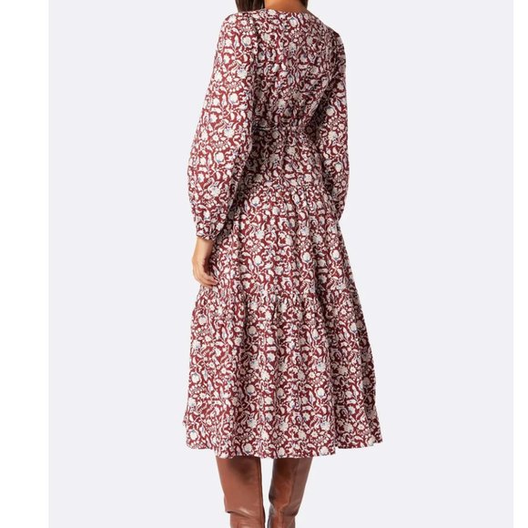 Joie Alesia Maxi Cotton Dress in Russet Brown/Multi Size M - Picture 4 of 7